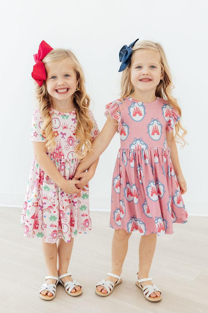 Mila & Rose ® Once Upon a Castle Flutter Sleeve Twirl Dress — detail close-up