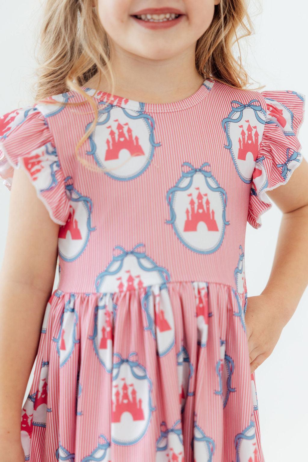 Mila & Rose ® Once Upon a Castle Flutter Sleeve Twirl Dress — lifestyle context