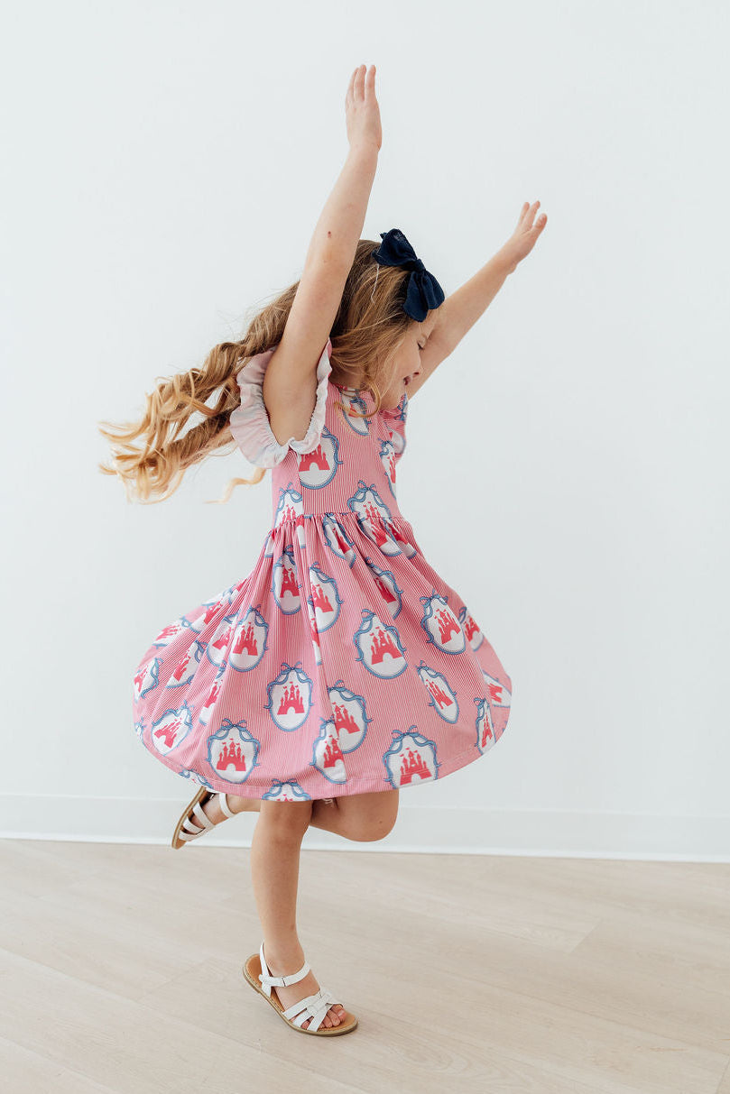 Mila & Rose ® Once Upon a Castle Flutter Sleeve Twirl Dress — side view
