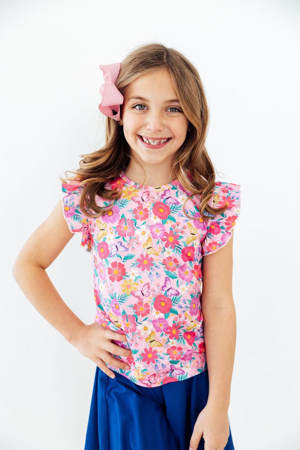 Mila & Rose ® Fluttering Garden S/S Ruffle Tee — side view