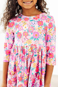 Mila & Rose ® Fluttering Garden 3/4 Sleeve Pocket Twirl Dress — main product shot