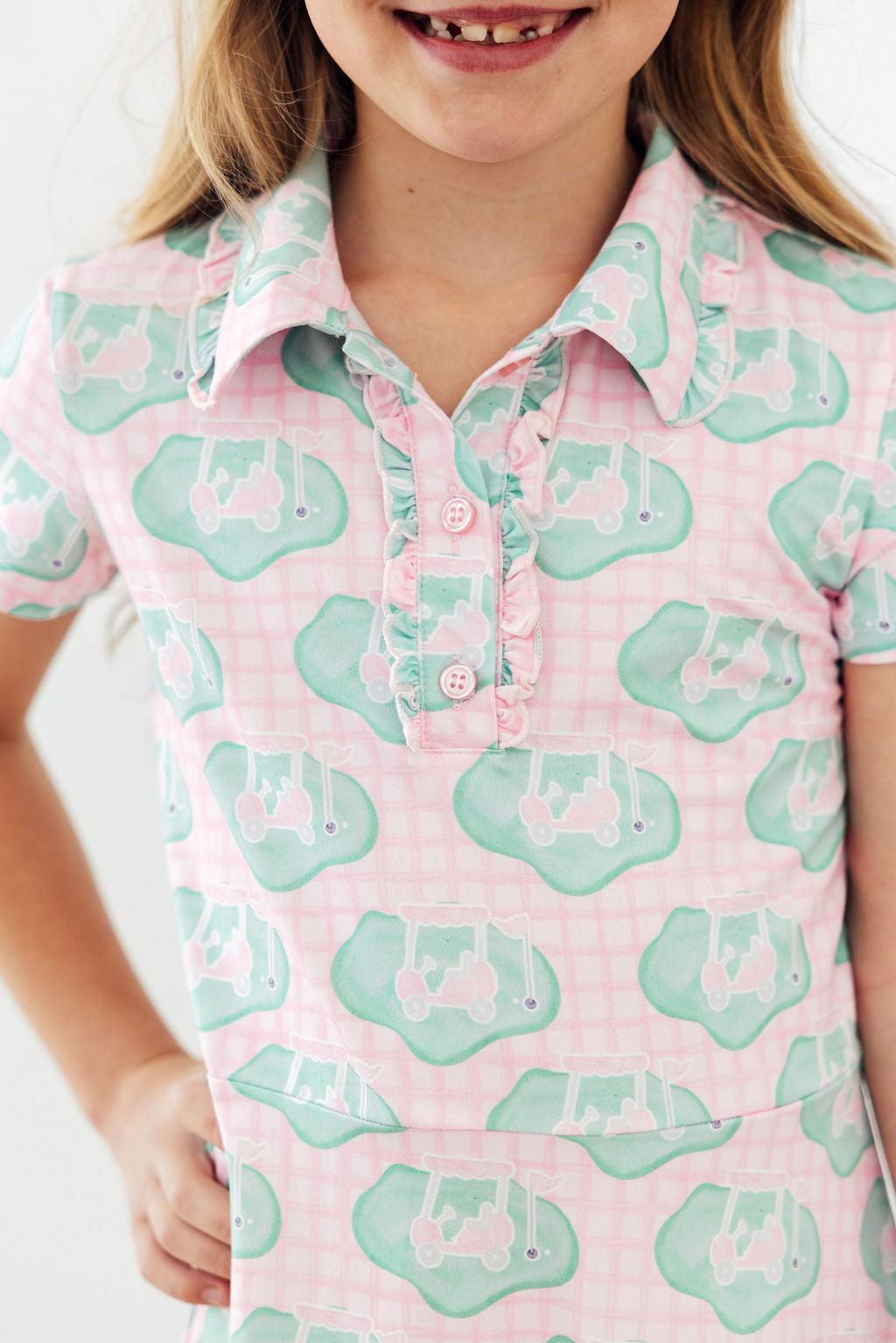 Mila & Rose ® She's on the Green S/S Polo Dress — detail close-up