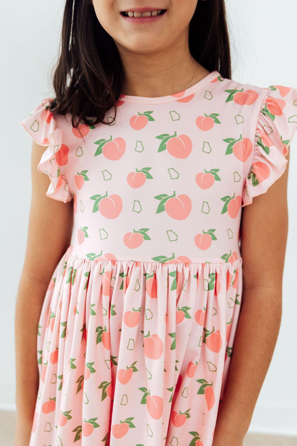 Mila & Rose ® Georgia Peach Flutter Sleeve Twirl Dress — main product shot