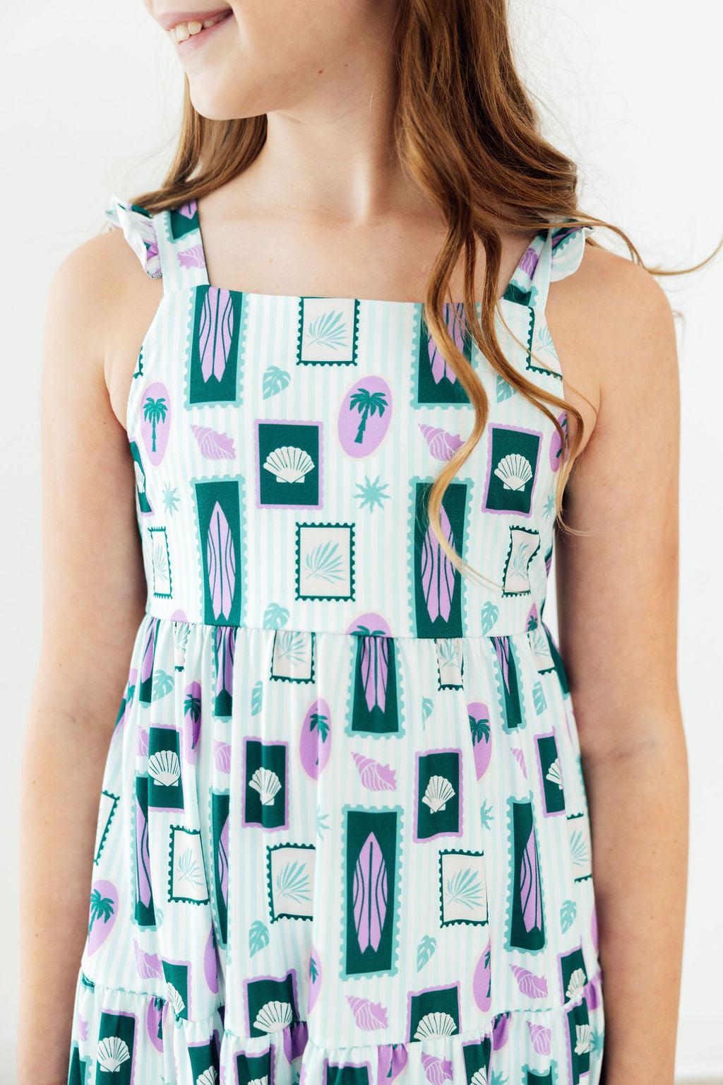 Mila & Rose ® Surfer Girl Ruffle Maxi Dress — detail close-up