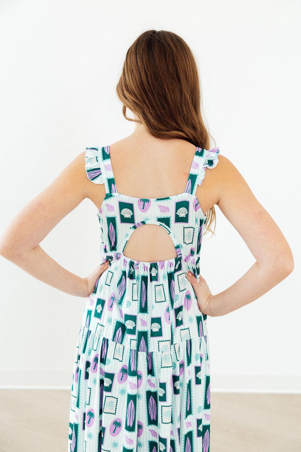 Mila & Rose ® Surfer Girl Ruffle Maxi Dress — lifestyle context
