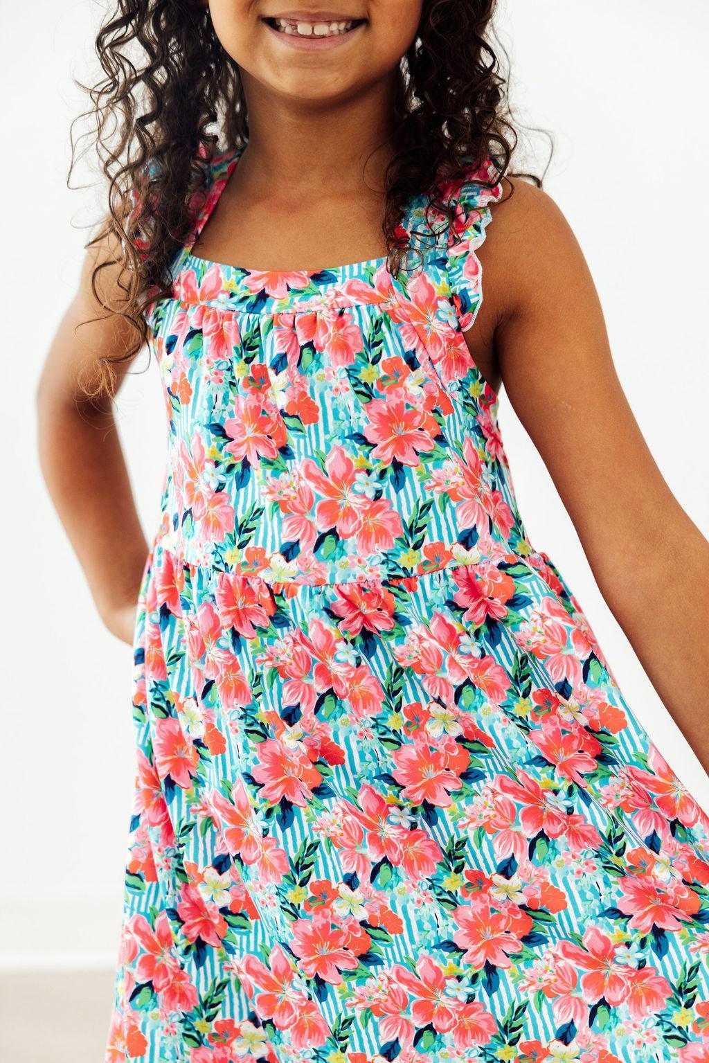 Mila & Rose ® Petals in Paradise Ruffle Cross Back Dress — main product shot