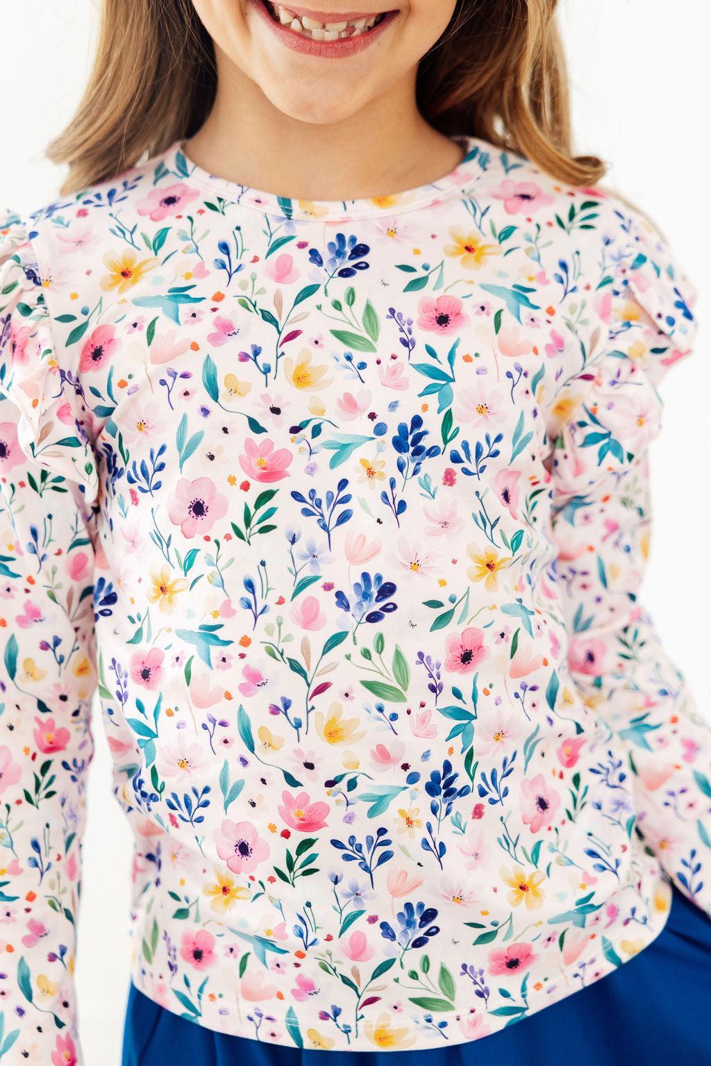 Mila & Rose ® Morning Meadows L/S Ruffle Tee — lifestyle context