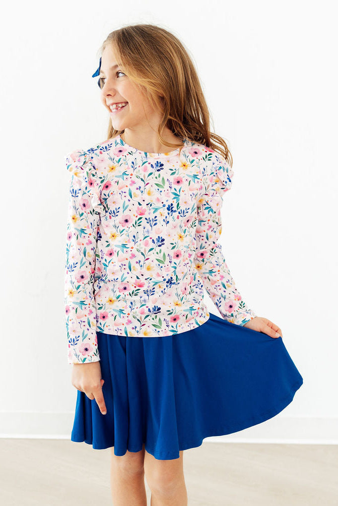 Mila & Rose ® Morning Meadows L/S Ruffle Tee — side view