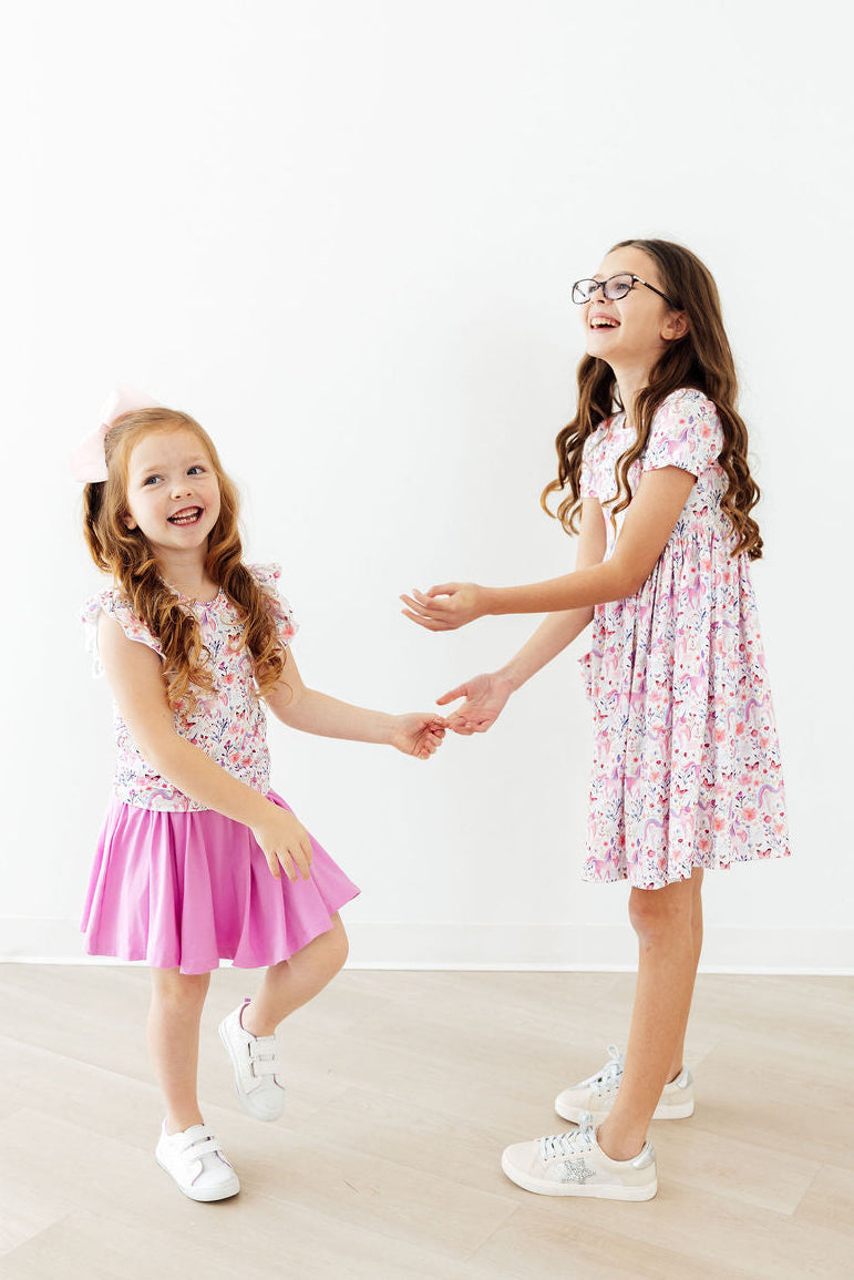 Mila & Rose ® Whimsical Woods S/S Ruffle Tee — lifestyle context