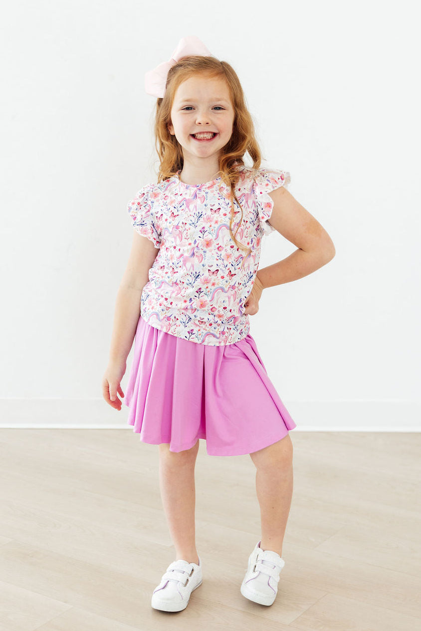 Mila & Rose ® Whimsical Woods S/S Ruffle Tee — side view