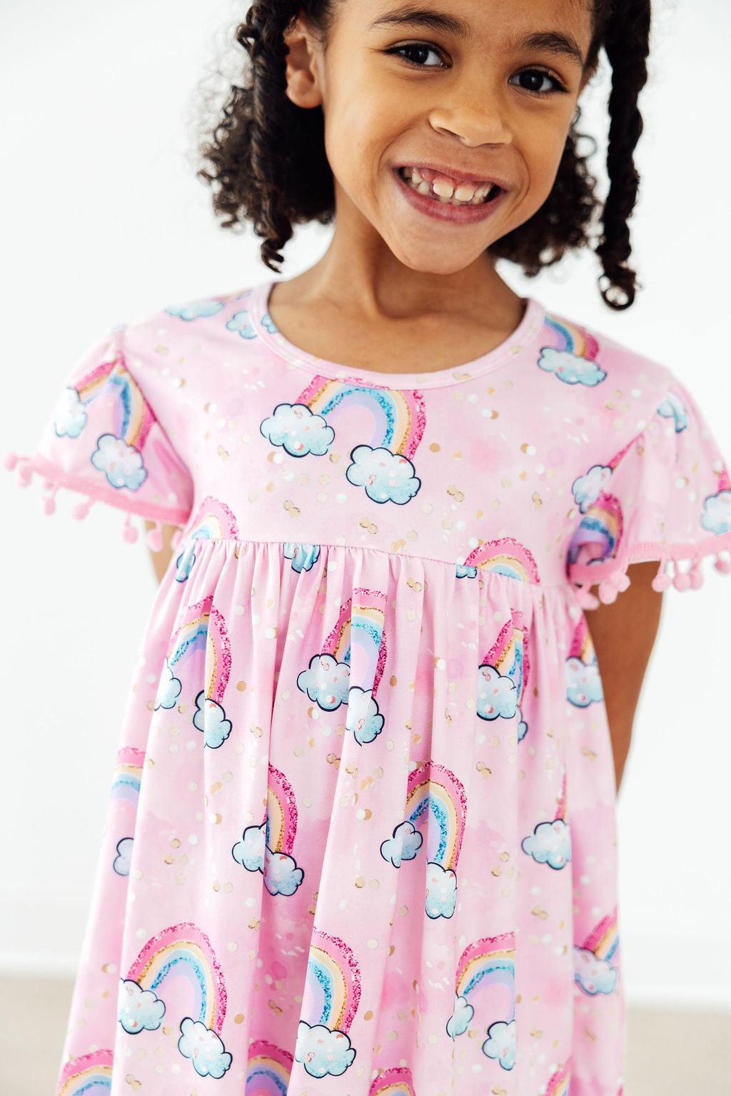 Mila & Rose ® Sparkling Rainbows Pom Pom Dress — main product shot