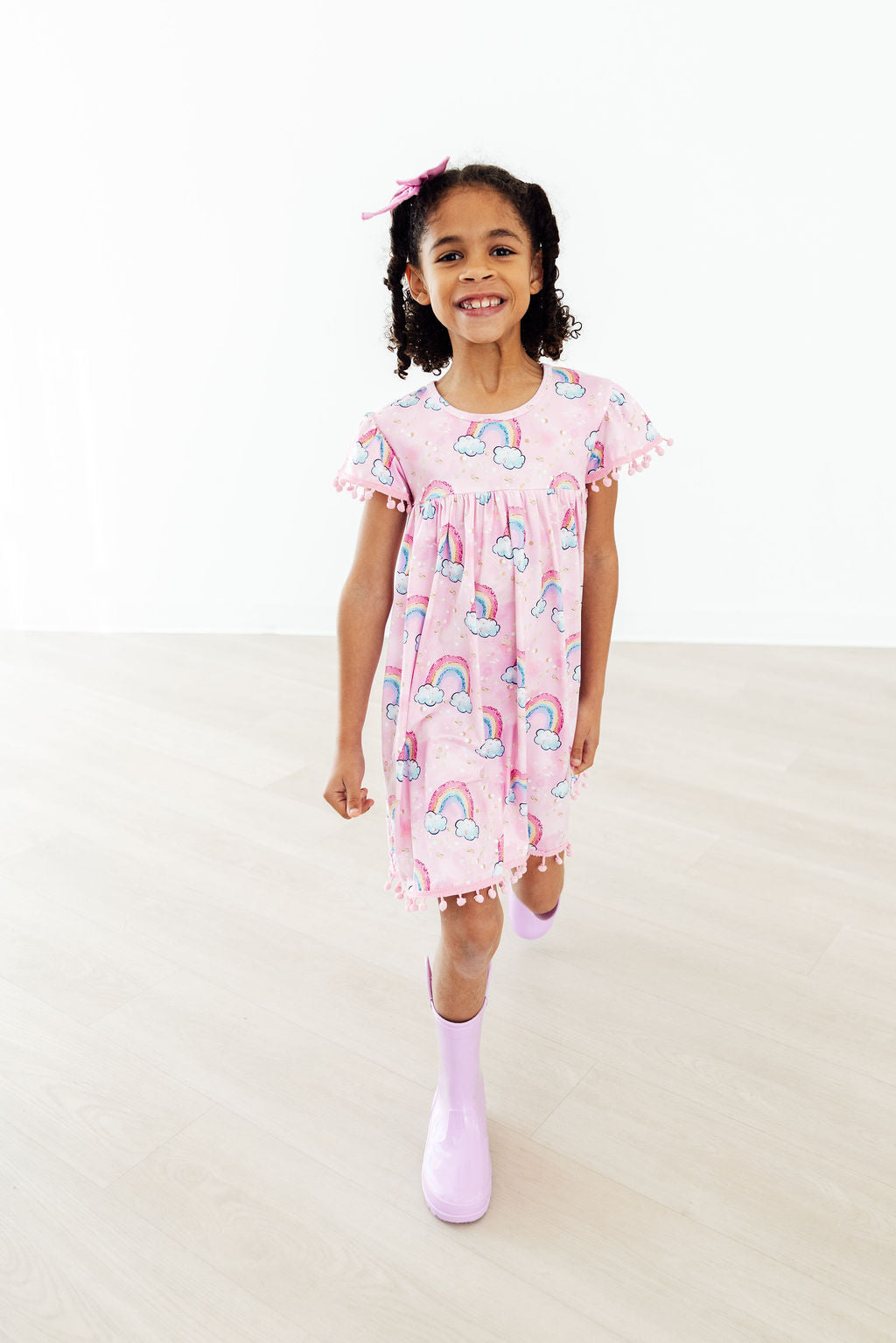 Mila & Rose ® Sparkling Rainbows Pom Pom Dress — side view
