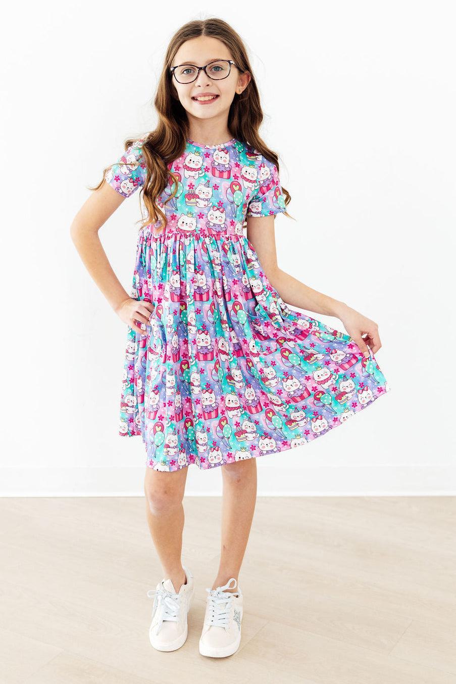 Mila & Rose ® Time to Purr-ty S/S Pocket Twirl Dress — lifestyle context