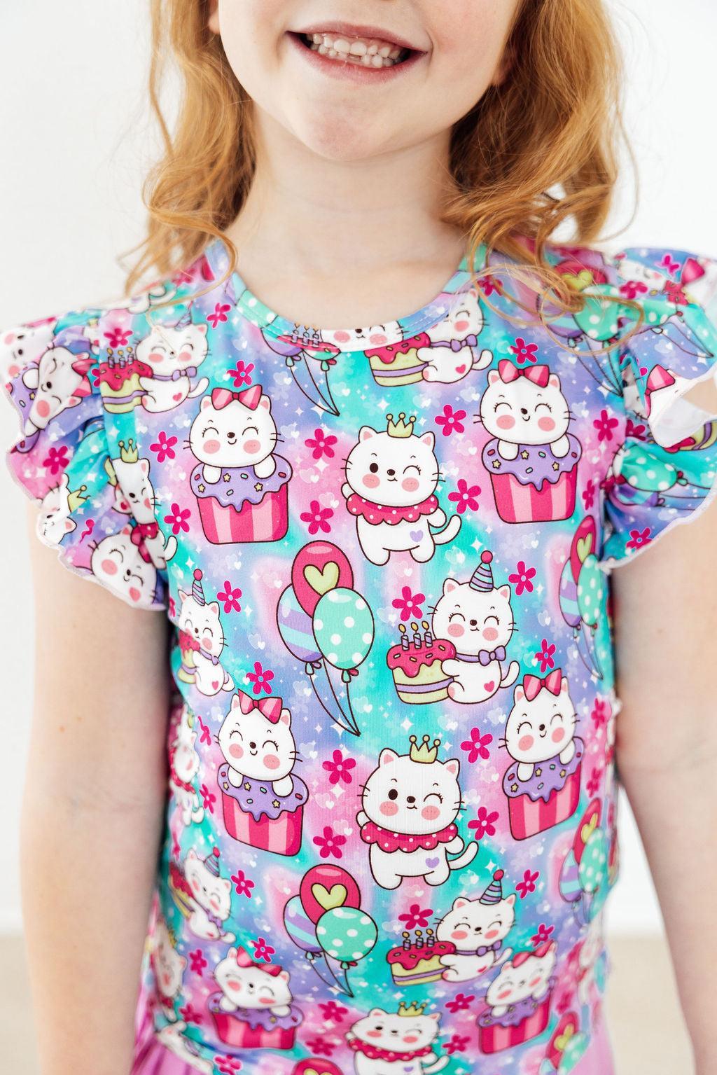Mila & Rose ® Time To Purr-ty S/S Ruffle Tee — lifestyle context