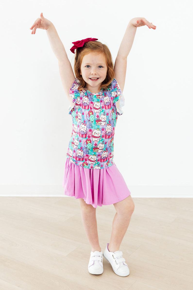 Mila & Rose ® Time To Purr-ty S/S Ruffle Tee — back view