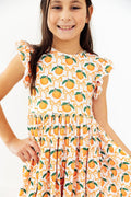 Mila & Rose ® Orange Orchard Flutter Sleeve Twirl Dress — main product shot