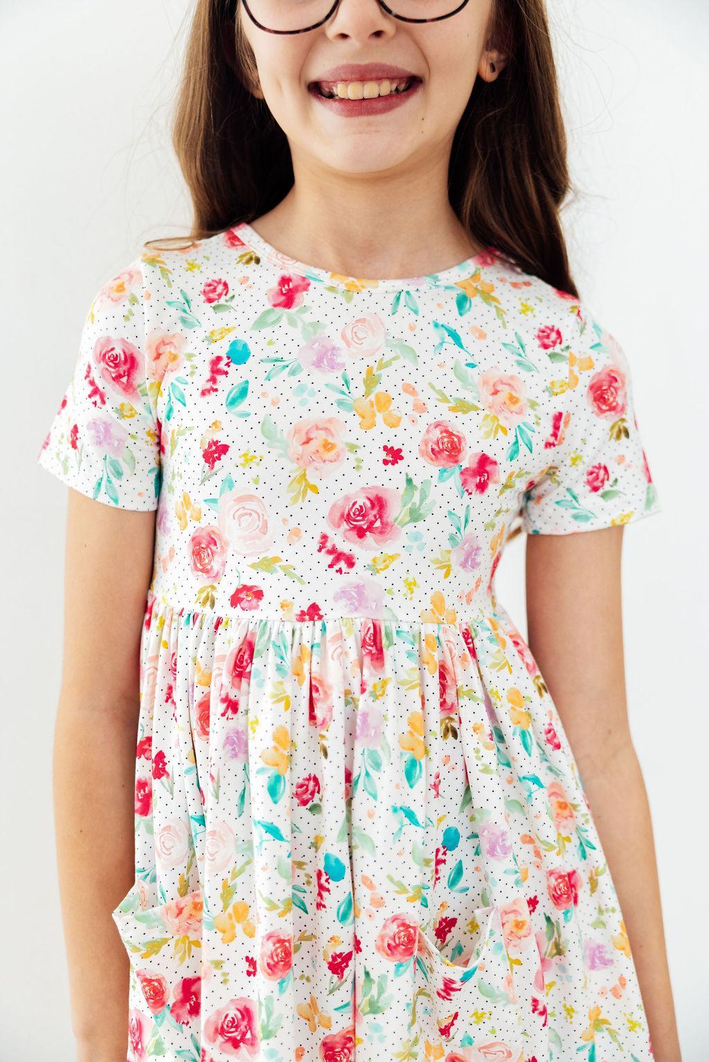 Mila & Rose ® Painted Posies S/S Pocket Twirl Dress — main product shot