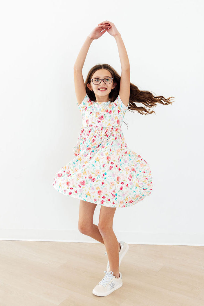 Mila & Rose ® Painted Posies S/S Pocket Twirl Dress — detail close-up