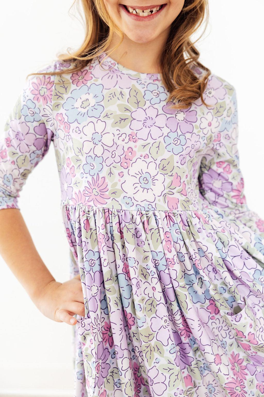 Mila & Rose ® Spring Gardens 3/4 Sleeve Pocket Twirl Dress — main product shot