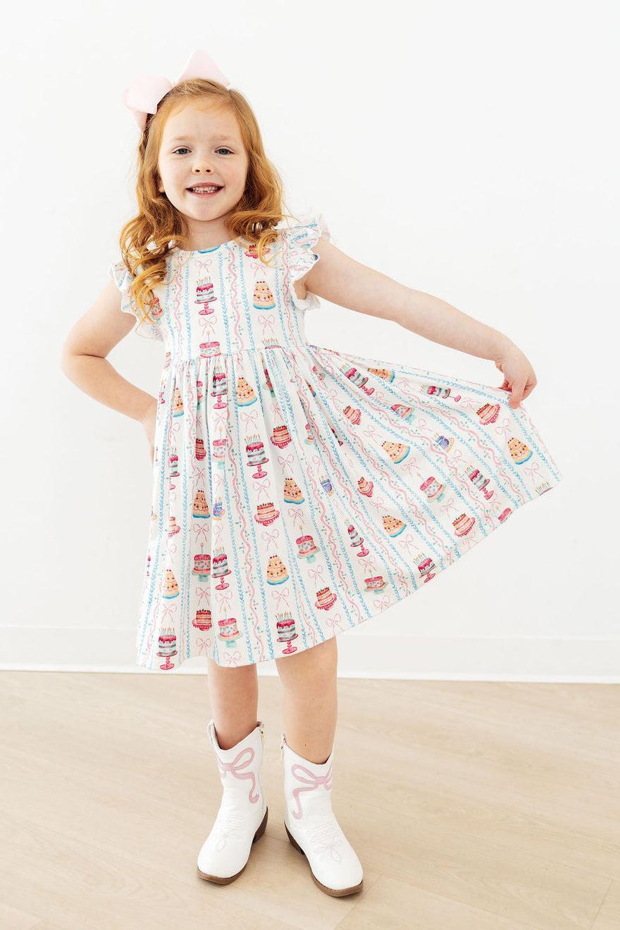 Mila & Rose ® Birthday Cakes Flutter Sleeve Twirl Dress — lifestyle context