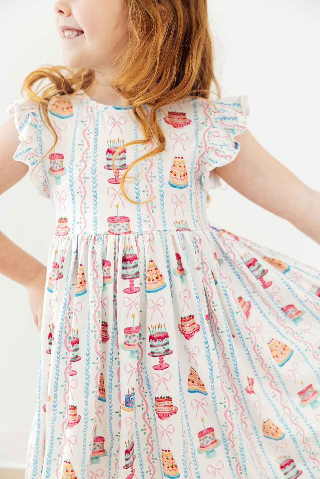 Mila & Rose ® Birthday Cakes Flutter Sleeve Twirl Dress — main product shot