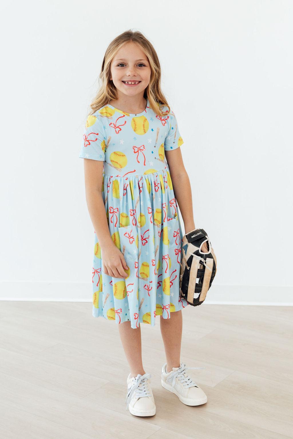 Mila & Rose ® Softball Sweetie S/S Pocket Twirl Dress — lifestyle context