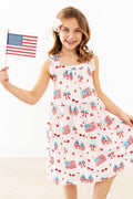 Mila & Rose ® Fancy Flags Ruffle Cross Back Dress — main product shot