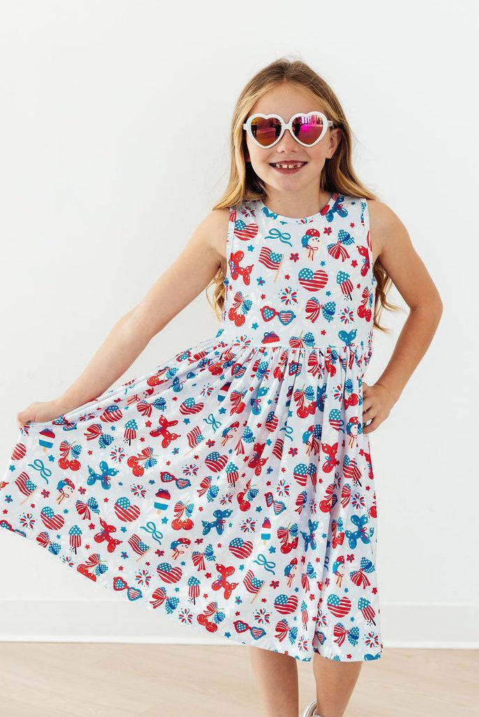 Mila & Rose ® Little Miss Liberty Tank Twirl Dress — detail close-up