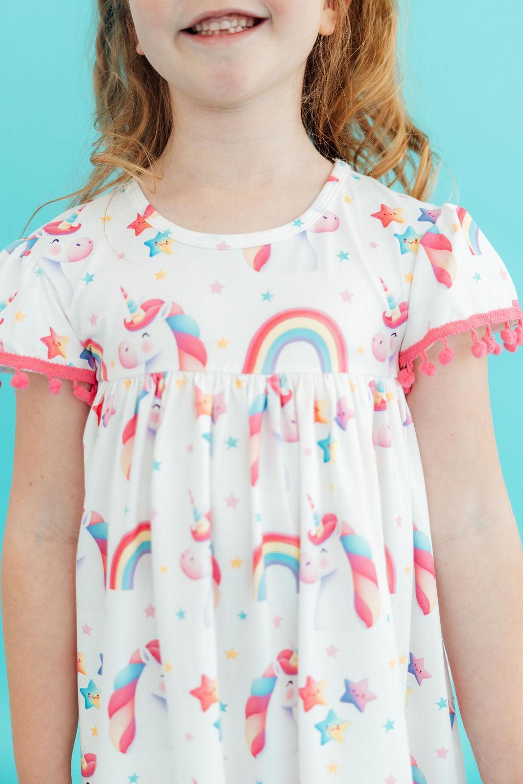 Mila & Rose ® Unicorn Magic Pom Pom Dress — detail close-up