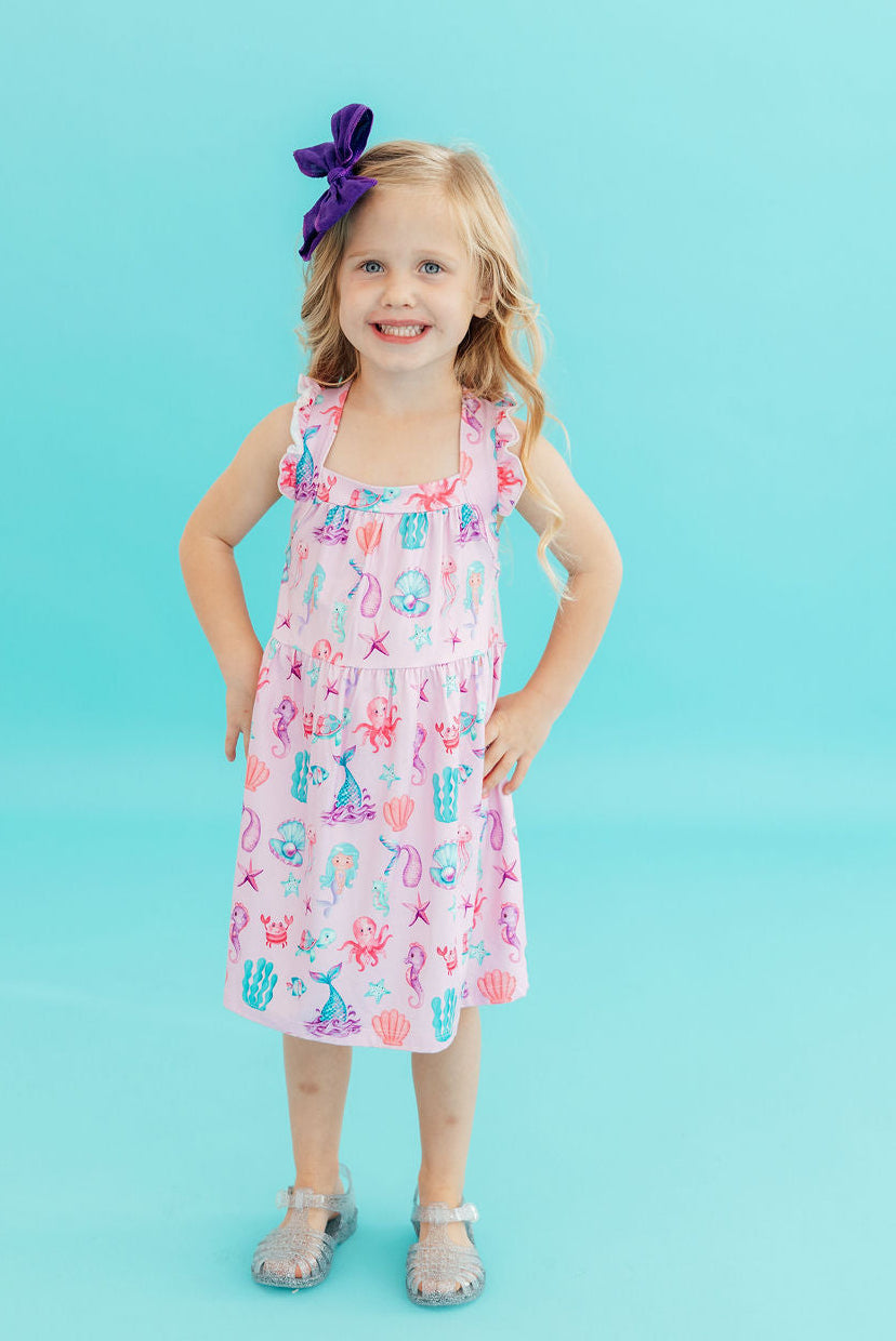Mila & Rose ® Under the Sea Ruffle Cross Back Dress — lifestyle context