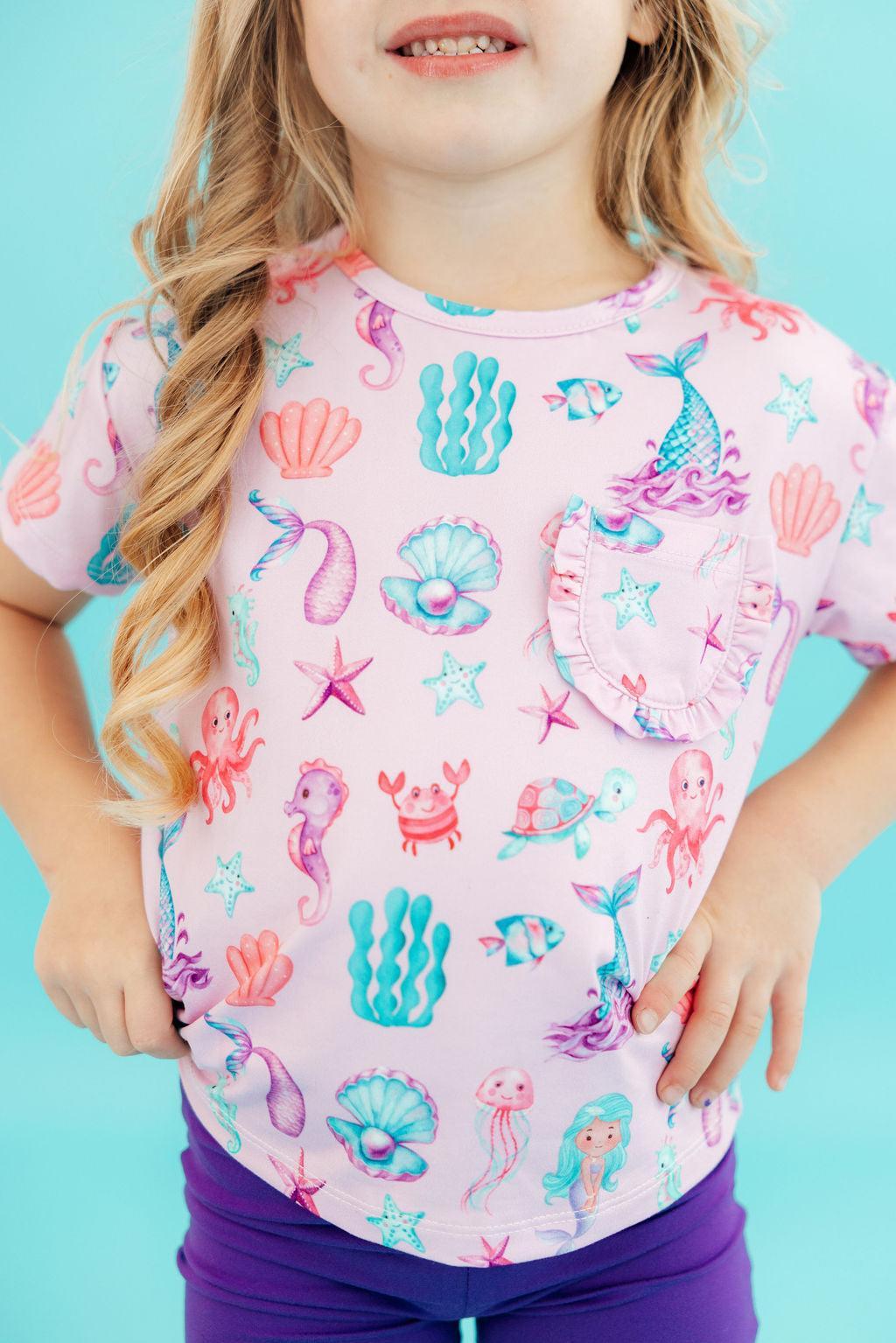 Mila & Rose ® Under the Sea Ruffle Pocket Tee — side view