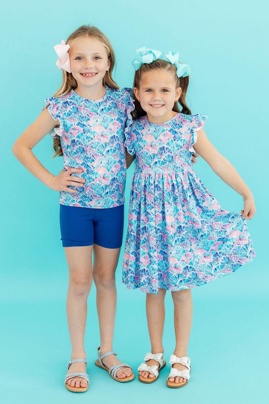 Mila & Rose ® Seaside Shells S/S Ruffle Tee — detail close-up