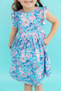Mila & Rose ® Seaside Shells Flutter Sleeve Twirl Dress — main product shot