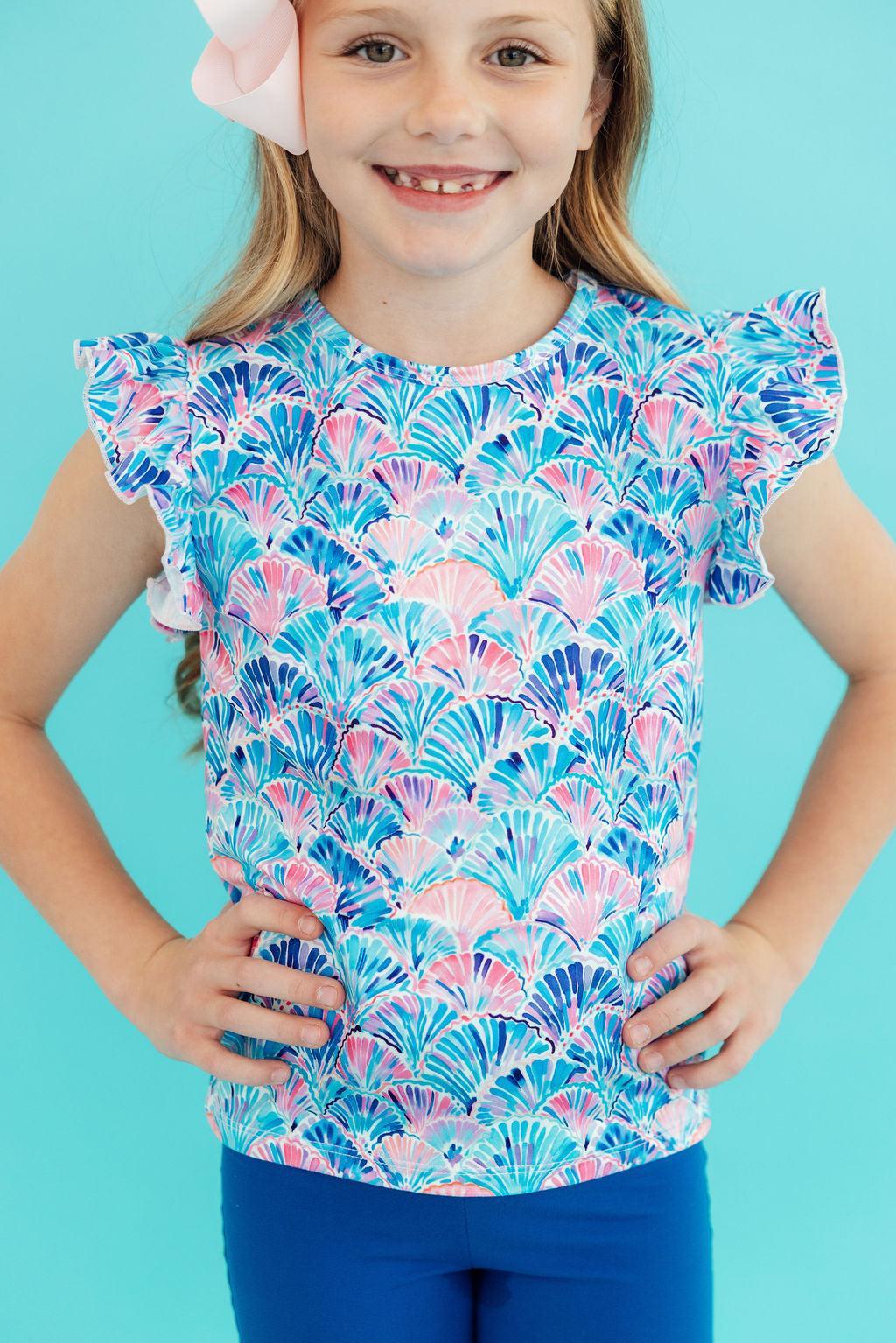 Mila & Rose ® Seaside Shells S/S Ruffle Tee — lifestyle context