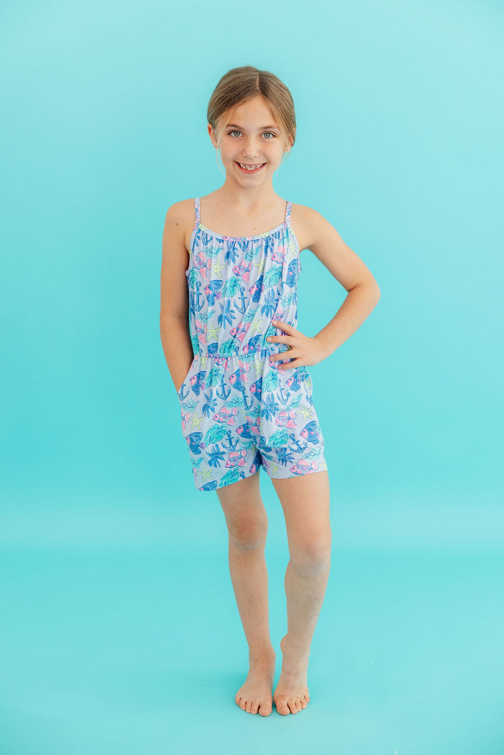Mila & Rose ® Ocean Harbor Strappy Play Romper — detail close-up
