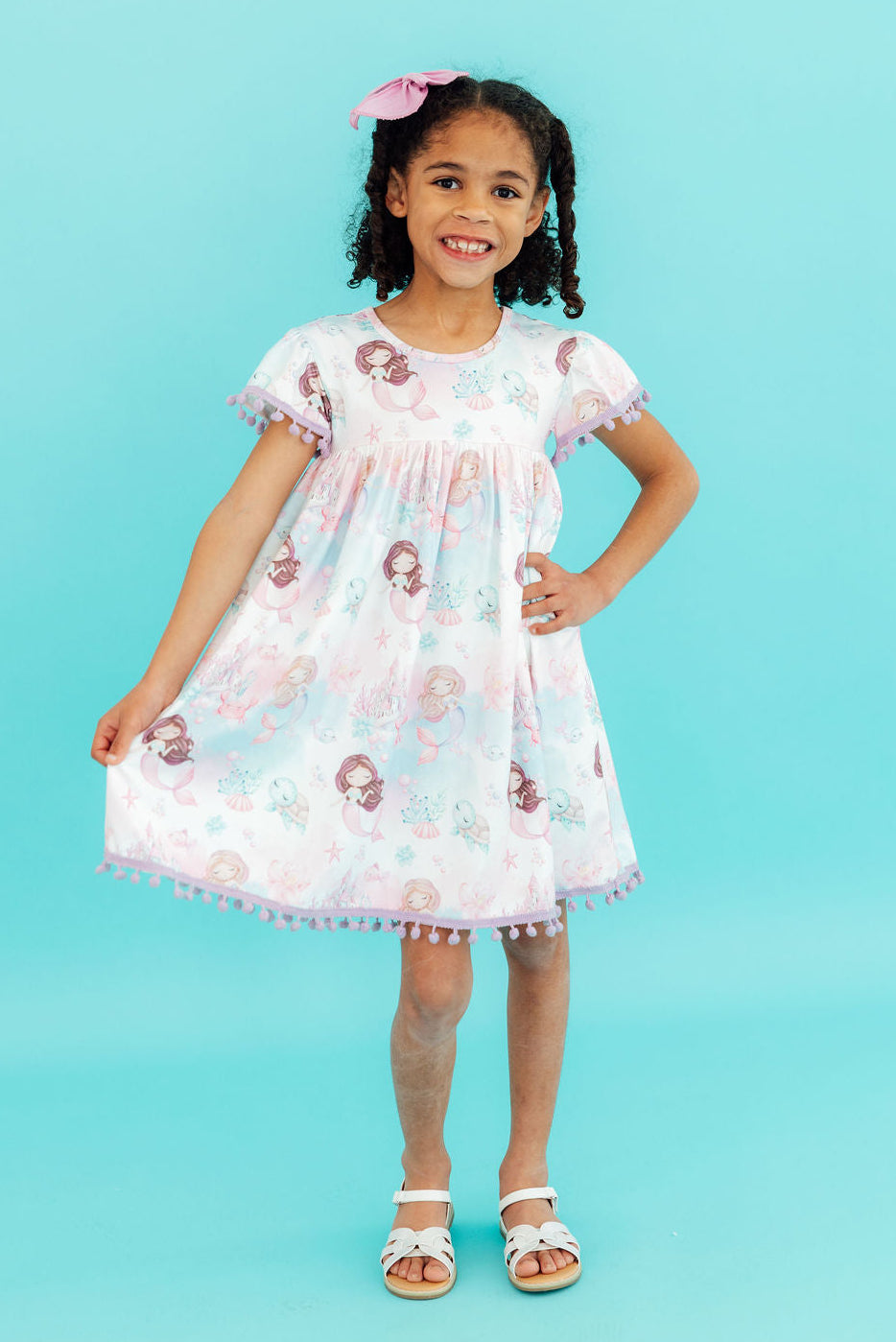 Mila & Rose ® Mermaid Fairytale Pom Pom Dress — detail close-up