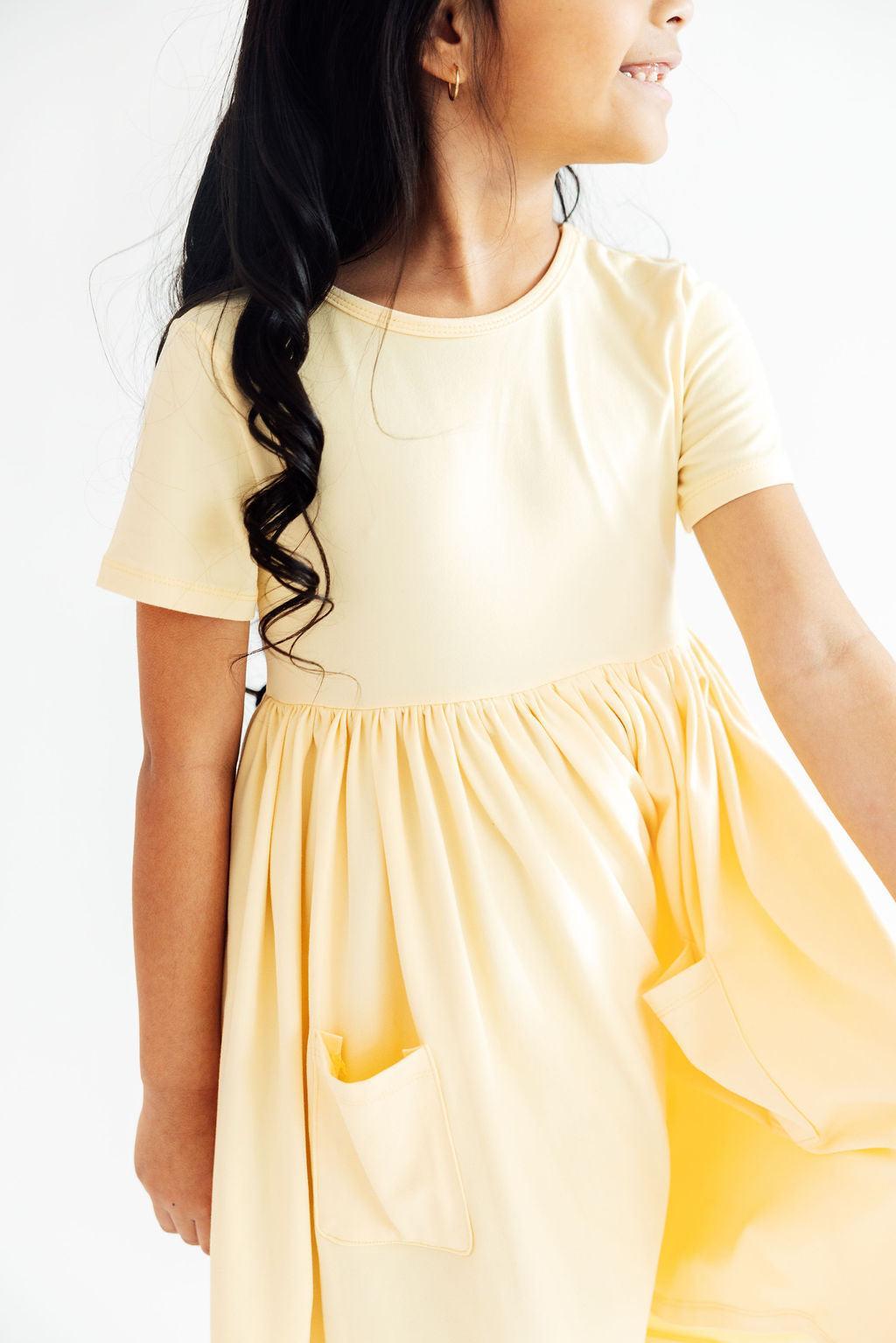 Mila & Rose ® Butter Yellow S/S Pocket Twirl Dress — main product shot