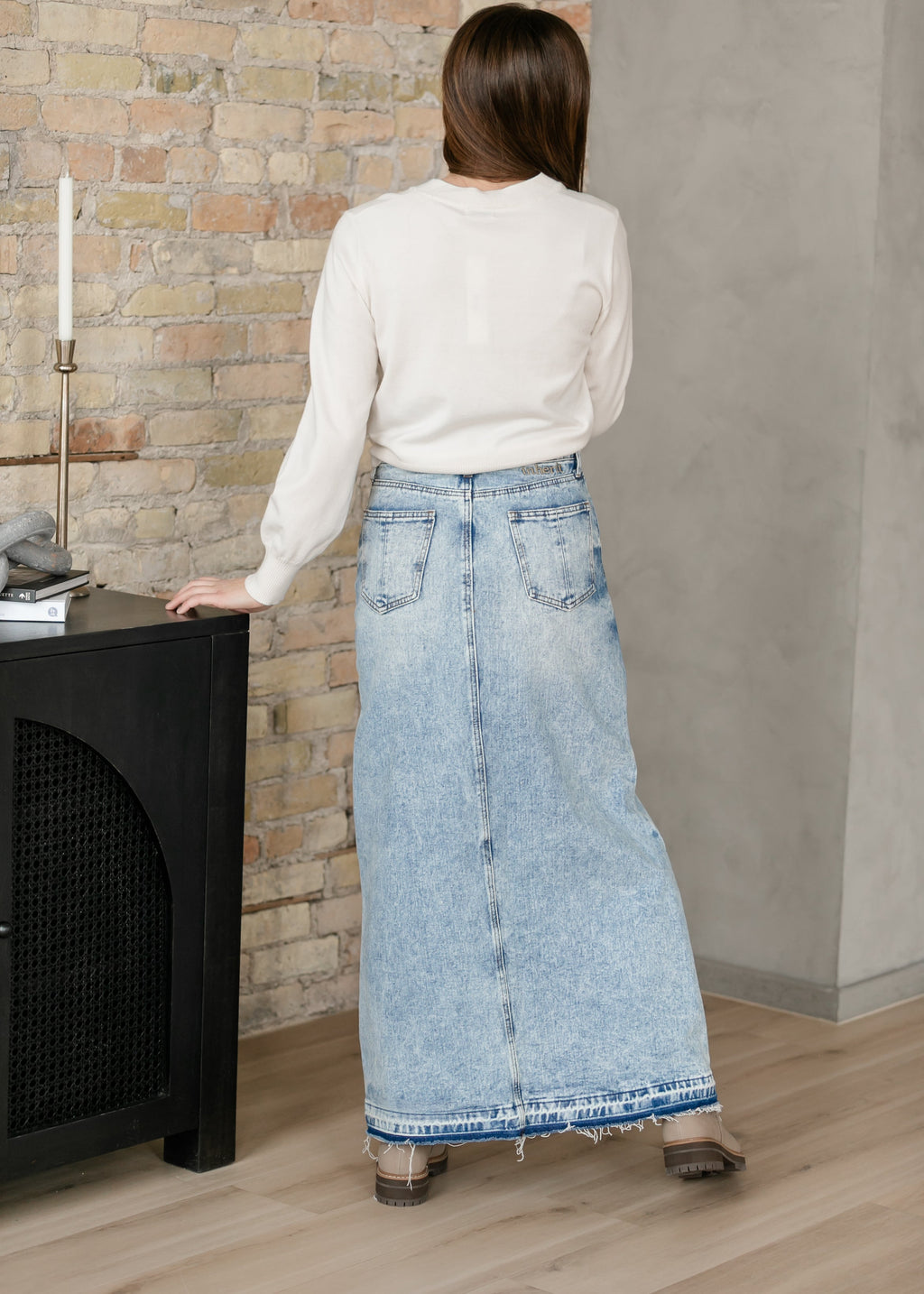 Inherit Co. Mina Denim Maxi Skirt — color detail
