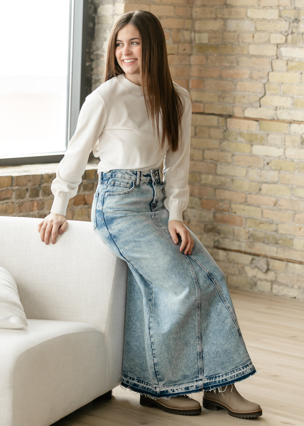 Inherit Co. Mina Denim Maxi Skirt — side view