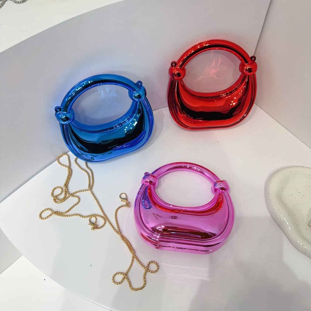 Mariam's Collection Mini Acrylic Crescent Bag Versatile Stylish Clutch Bag (MAC336) — Mariam's Collection branding close-up