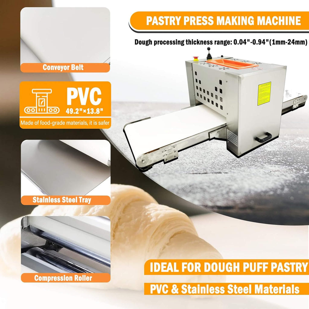 Mini Reversible Stainless Steel Commercial Pastry Pizza Dough Roller Sheeter (SAK92751) – SAKSBY WHOLESALE, view 3