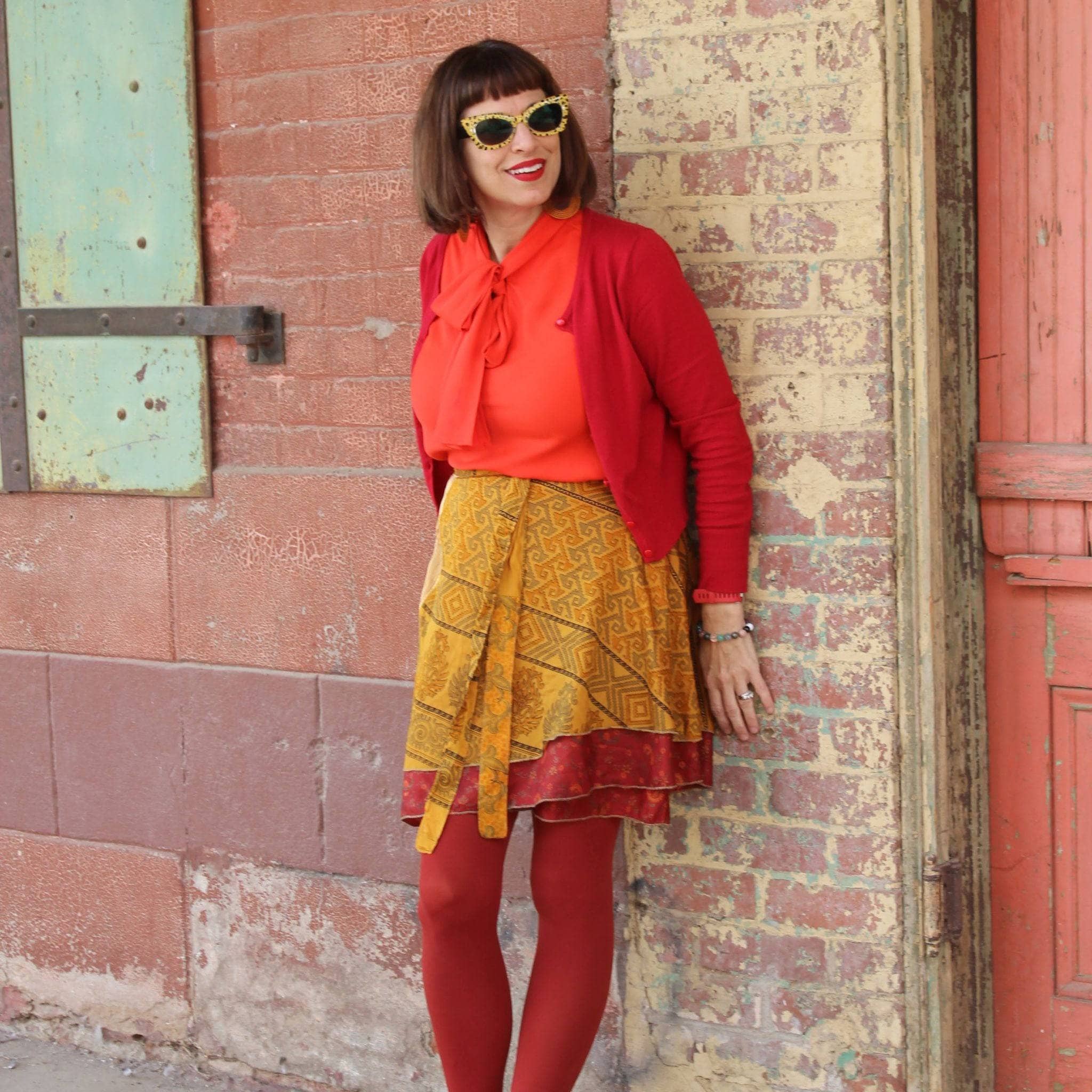 Darn Good Yarn Knee-Length: "Mini" Sari Wrap Skirts — clothing and accessories category context