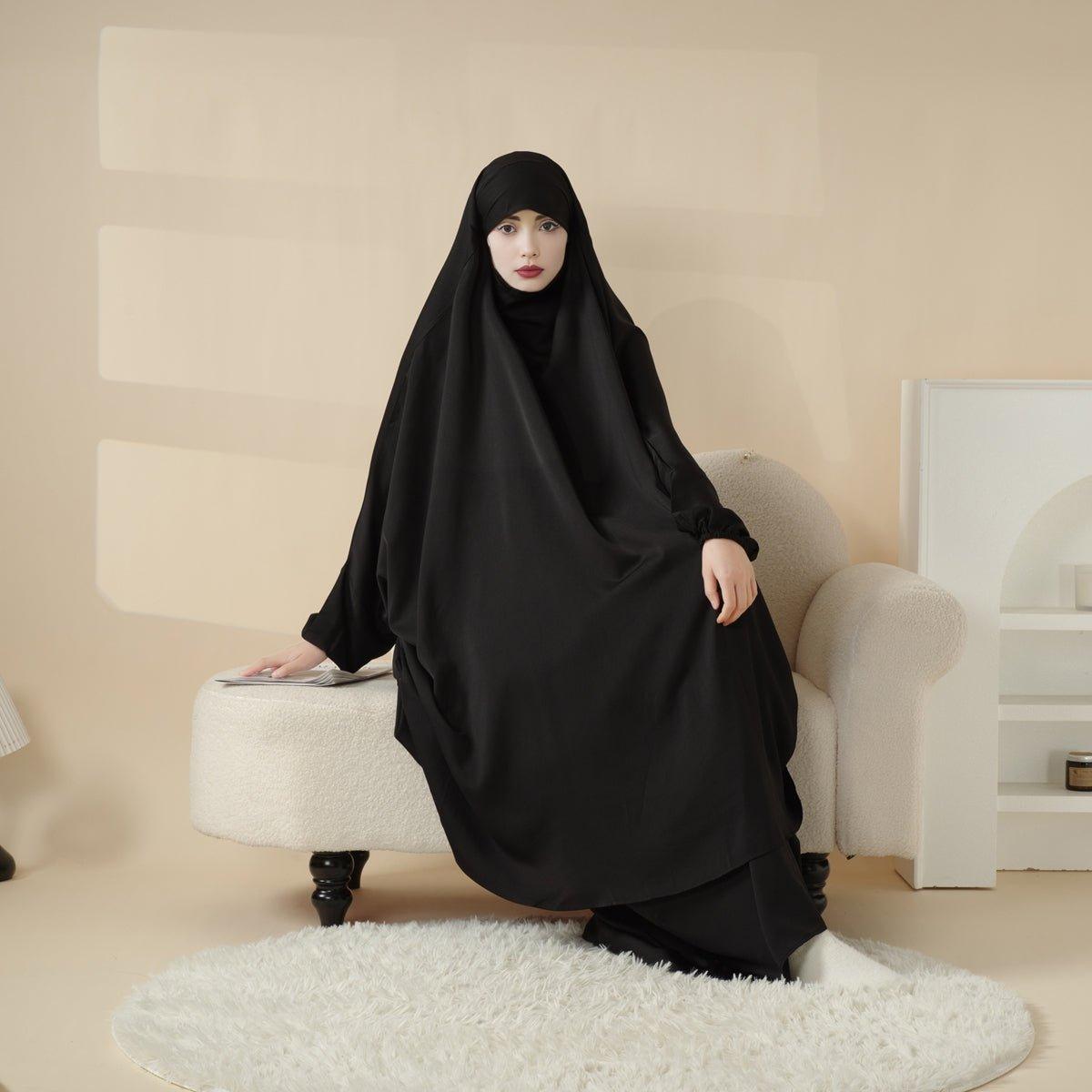 Mariam's Collection Mariam's Collection MJ008  Nida Fabric 2-Piece Set Jilbab — Mariam's Collection branding close-up