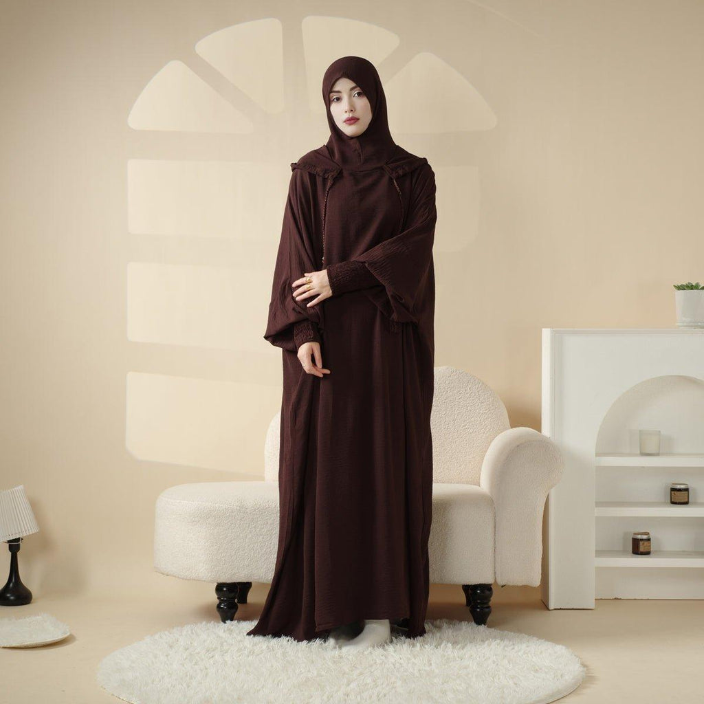 Mariam's Collection Solid Stylish Jilbab With A Hood | Crepe Jilbab With Attached Hood (MJ015) — comparison shot