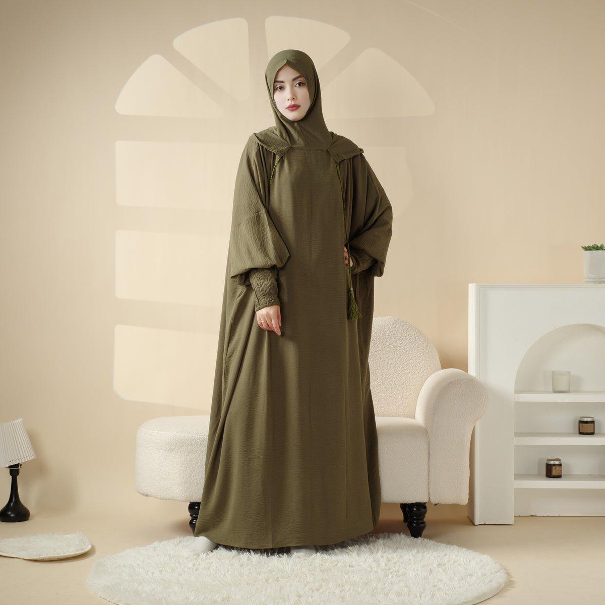 Mariam's Collection Solid Stylish Jilbab With A Hood | Crepe Jilbab With Attached Hood (MJ015) — construction detail
