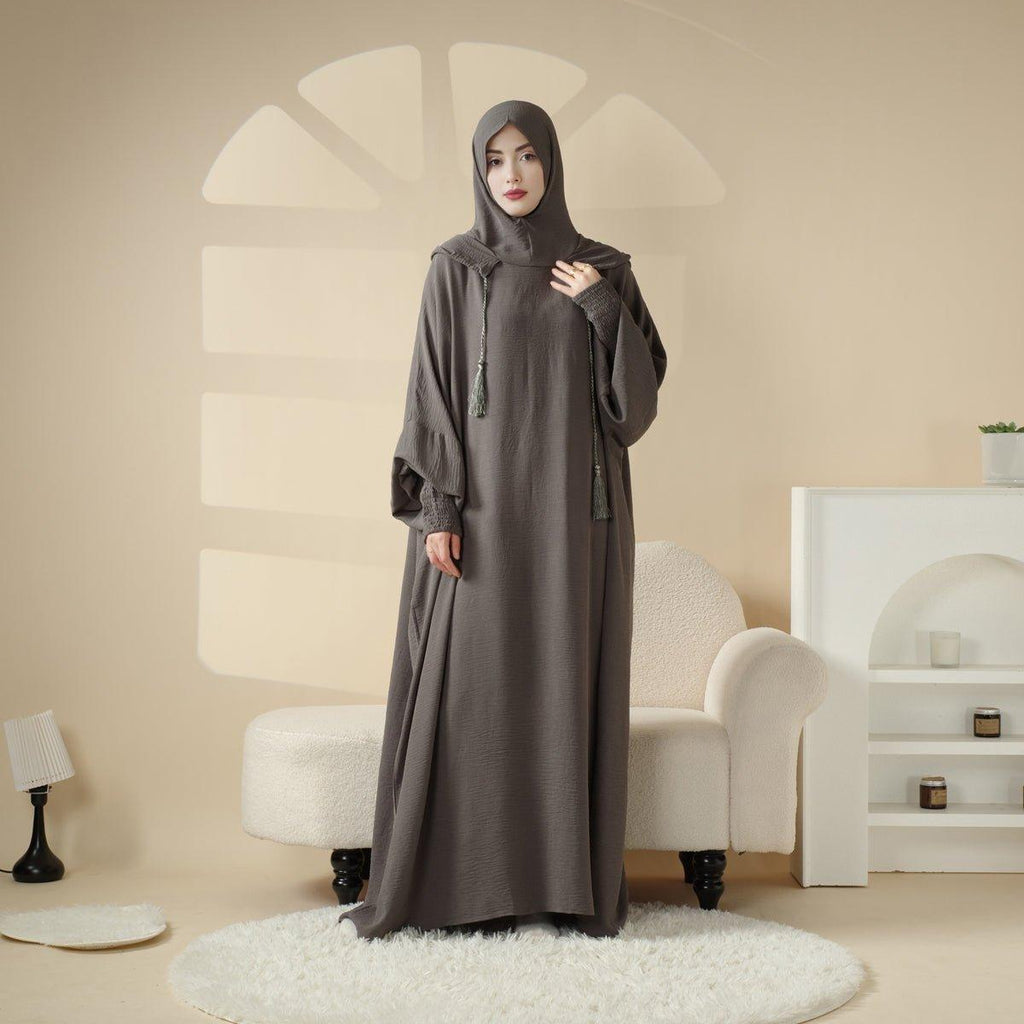 Mariam's Collection Solid Stylish Jilbab With A Hood | Crepe Jilbab With Attached Hood (MJ015) — detail shot 8
