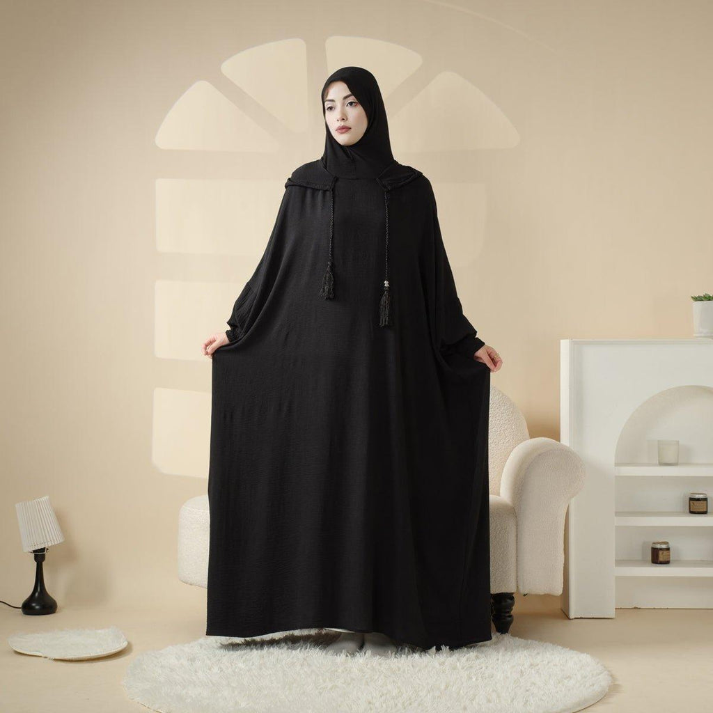 Mariam's Collection Solid Stylish Jilbab With A Hood | Crepe Jilbab With Attached Hood (MJ015) — detail shot 10