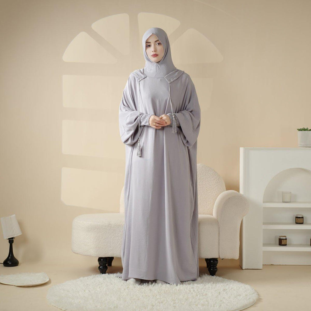 Mariam's Collection Solid Stylish Jilbab With A Hood | Crepe Jilbab With Attached Hood (MJ015) — detail shot 6