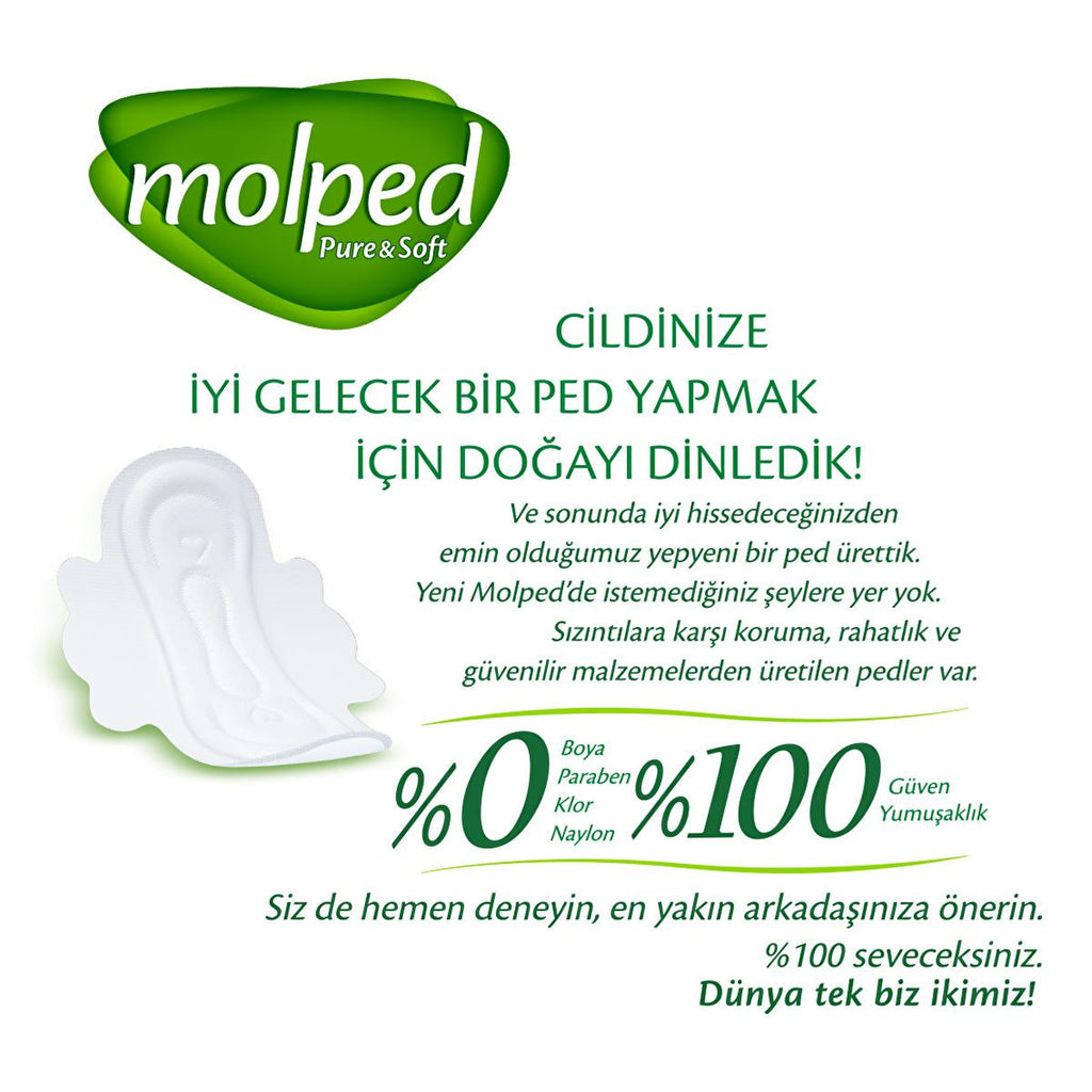 Molped Pure & Soft: Organic Cotton Feminine Hygiene Pads for Sensitive Skin - Hypoallergenic, Dye-Free, and Vegan Menstrual Pads