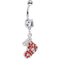 BodyCandy Clear Red Gem Santa Stocking Dangle Belly Ring — main product shot